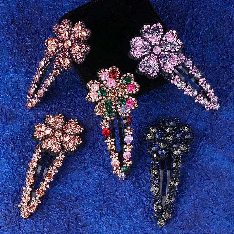 2021 New Fashion Hot Sale Wild Luxurious Rhinestone Bangs BB Clip  Hairpin Barrettes for Women Girl Hair Accessories Headwear