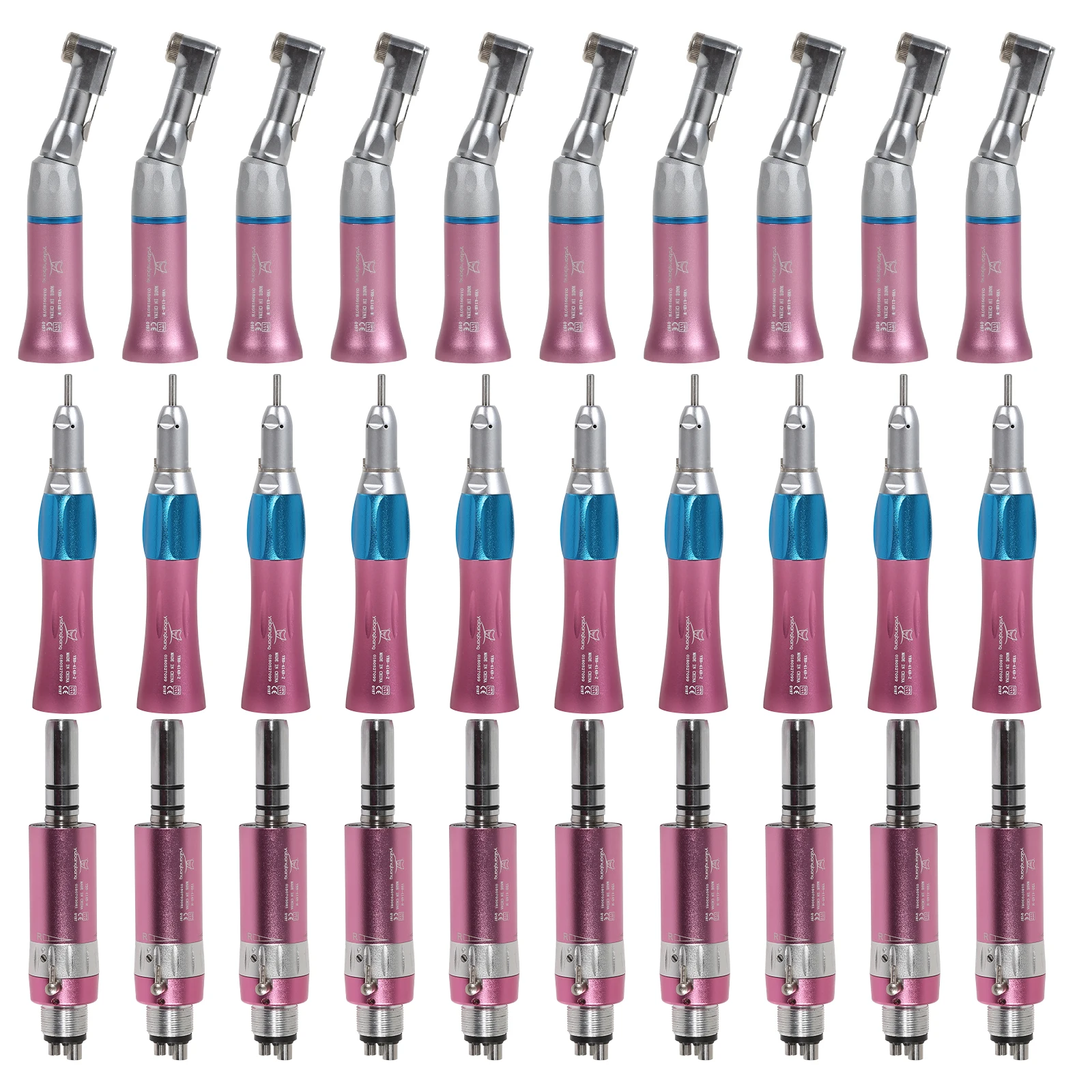 10Pcs Dental Low Speed Handpiece Contra Angle/Straight Nose Cone/Air Motor 4 Hole