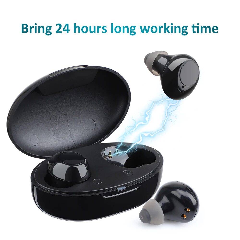 Appareil auditif intelligent avec boîte de chargement, aste, faible bruit, opération facile, masseur intra-auriculaire pour les sourds