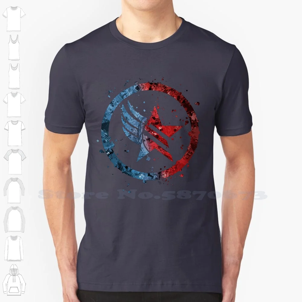 Mass Renegade / Paragon Combo Splatter 100% Cotton T-Shirt Mass Renegade Paragon Combo Red White Blue Star