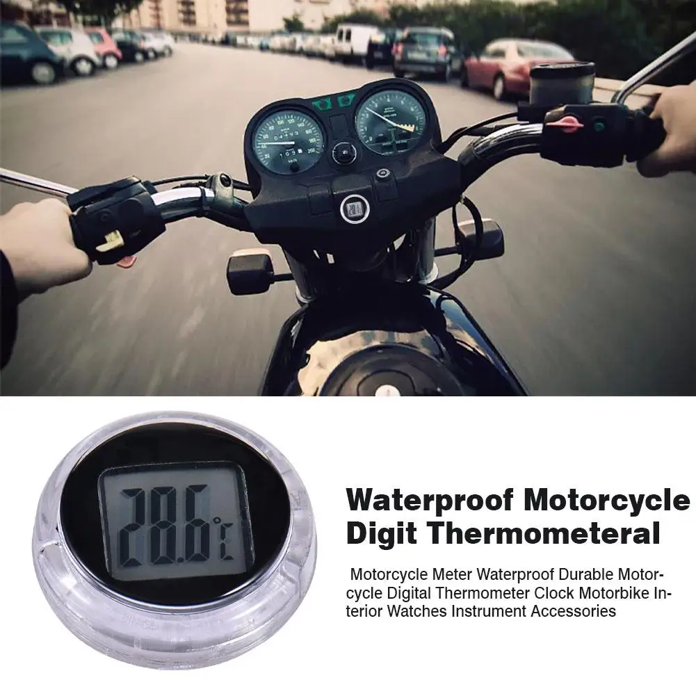 Motorcycle Clocks Meter Mini Precision Waterproof Motorcycle Digital Thermometer Stick-On Mount Watch Instrument Accessories