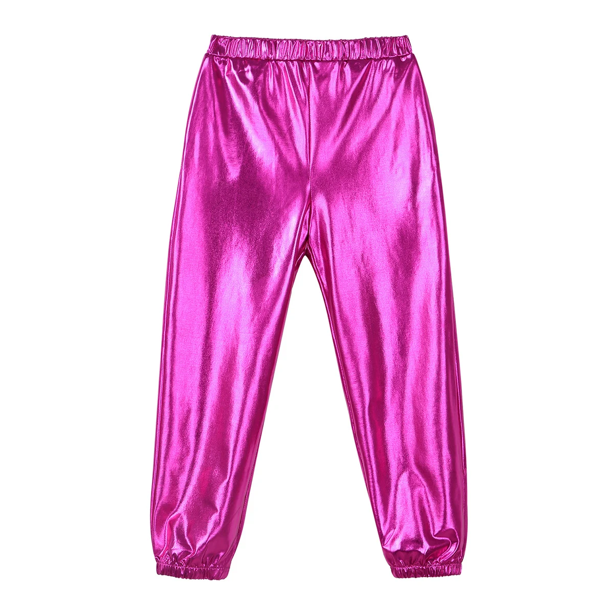 Pantalon de jogging extensible taille haute pour enfants, pantalon métallique brillant pour filles, pantalon de survêtement Hip Hop pour enfants, vêtements de club holographiques