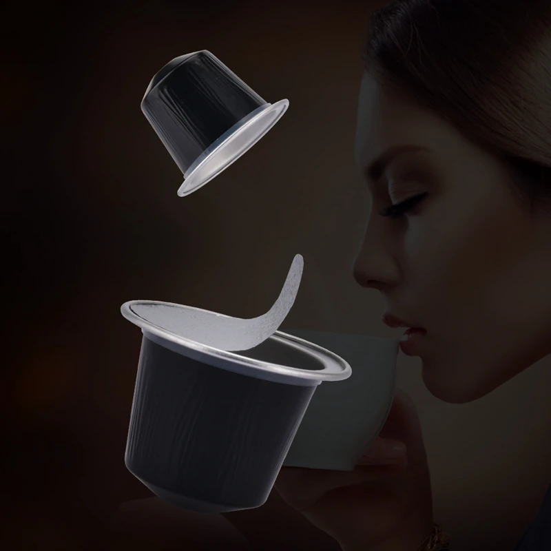 50Sets Refillable Coffee Capsules Cup Disposable Coffee Capsules Packaging Cafe Supplies for Nespresso Black