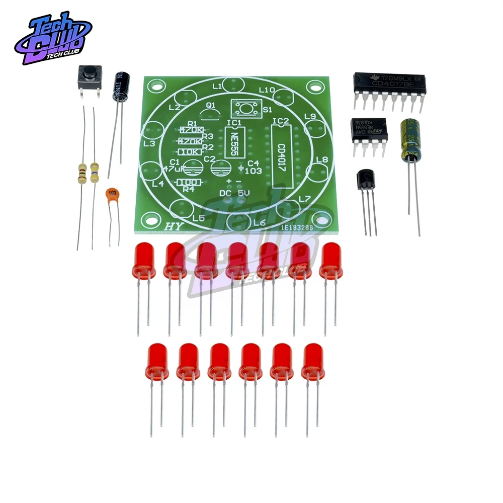 3-5V Lucky Rotary Suite Electronic Suite CD4017 NE555 Self DIY LED Light Kits Production Parts And Components