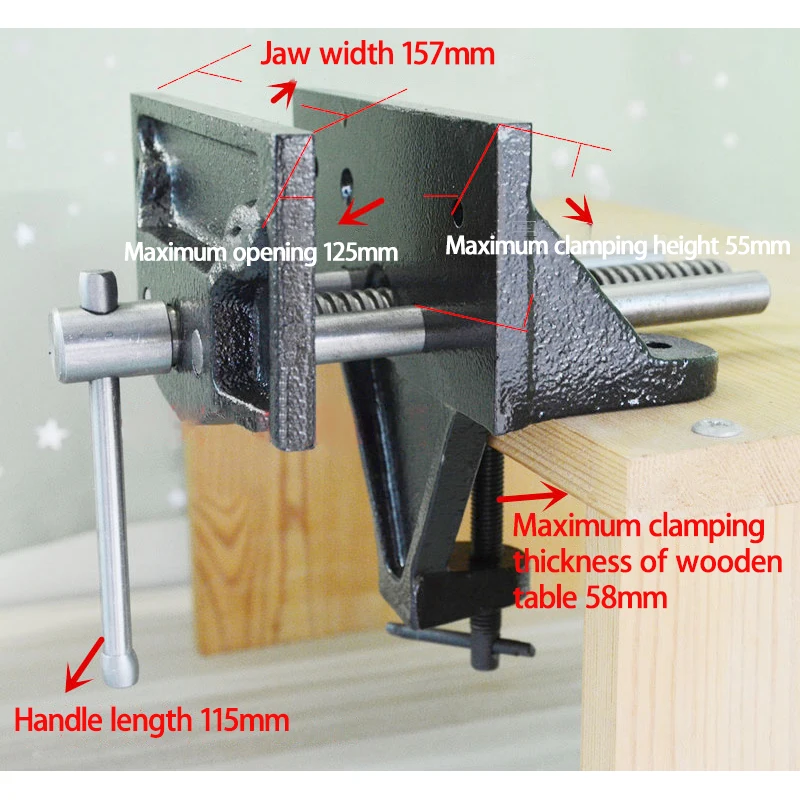 Woodworking Vise Workbench Vise Cast Iron Bench Fixture Household Hand Tool Vise Clamping Tool Does Not Need Drilling