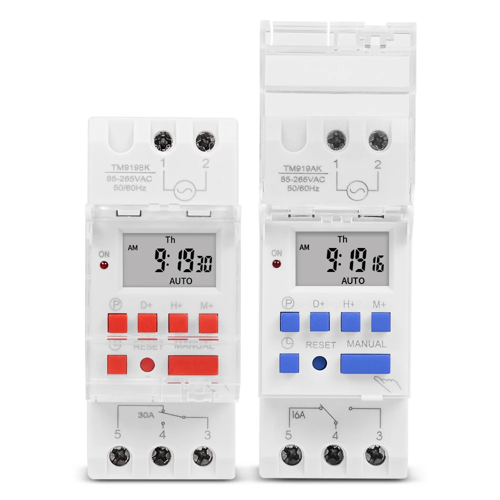 TM919 110V 220V settimanale 7 giorni programmabile interruttore orario digitale relè controllo Timer 16A 30A guida Din con funzione di conto alla