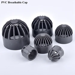 PVC Respirável Air Duct Vent Tampa Cap, Aquarium Fish Tank Filtro de Tela Permeável, Conector de Tubo de Tela, Cinza, 20-110mm, 1-3Pcs