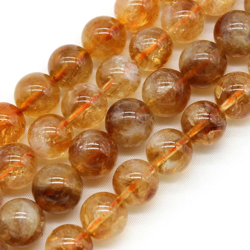 

Natural Stone AAA Yellow Cracked Quartzs Crystal Round Beads 6 8 10mm For Jewelry Making Pick Size Diy Bracelet 15''Inches