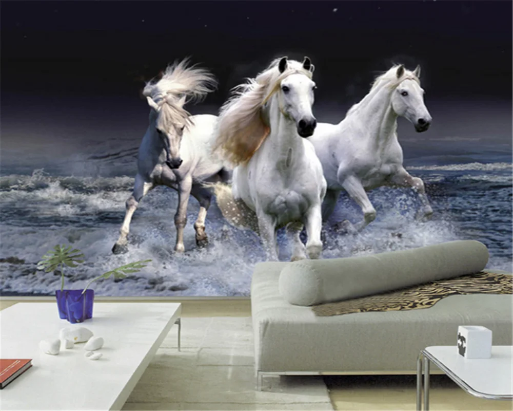 beibehang Customized modern fashion beautiful decorative painting horse background papel de parede 3d wallpaper papier peint