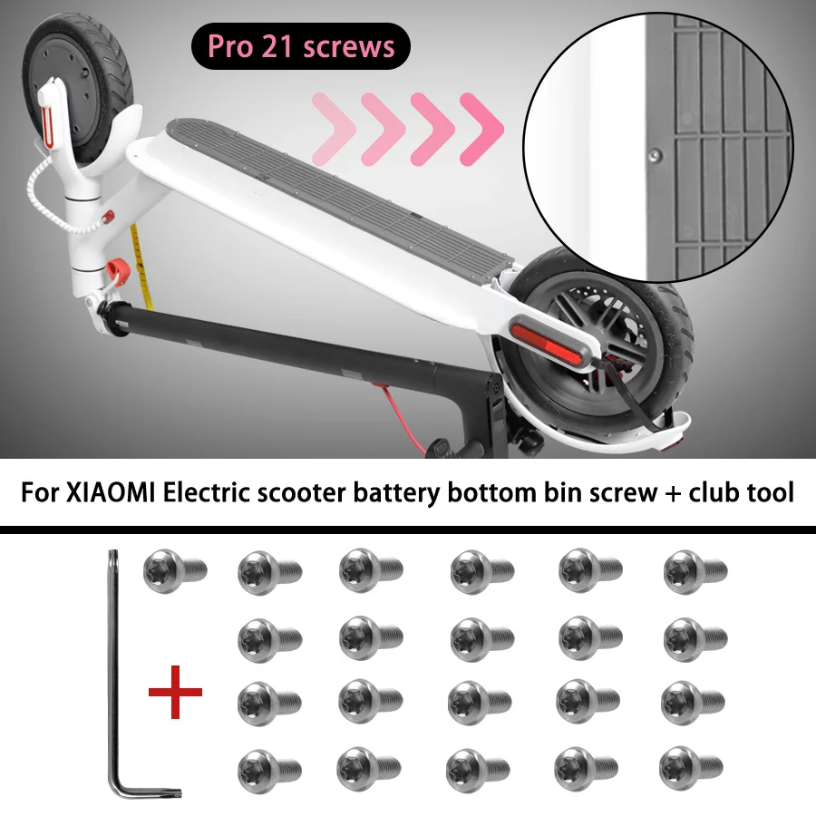 Vis de couvercle de batterie inférieure en acier inoxydable, 21 pièces, accessoires pour réparation de Scooter électrique Xiaomi Mijia M365 Pro