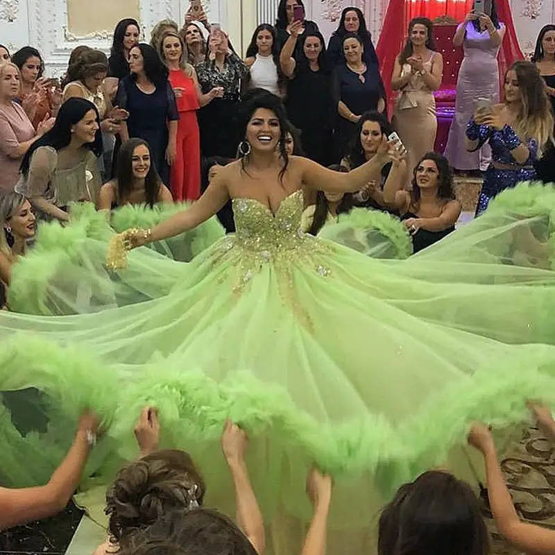 Organza verde claro con cuentas De cristal, vestidos De graduación sin mangas, escote Corazón, vestidos De baile, Vestido De noche personalizado