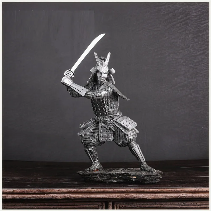 JAPAN KNIGHT WARRIOR NINJA FIGURE ART SCULPTURE JAPANESE ARMOR FIGURINE RESIN CRAFTS DECORATIONS FOR HOME R3738