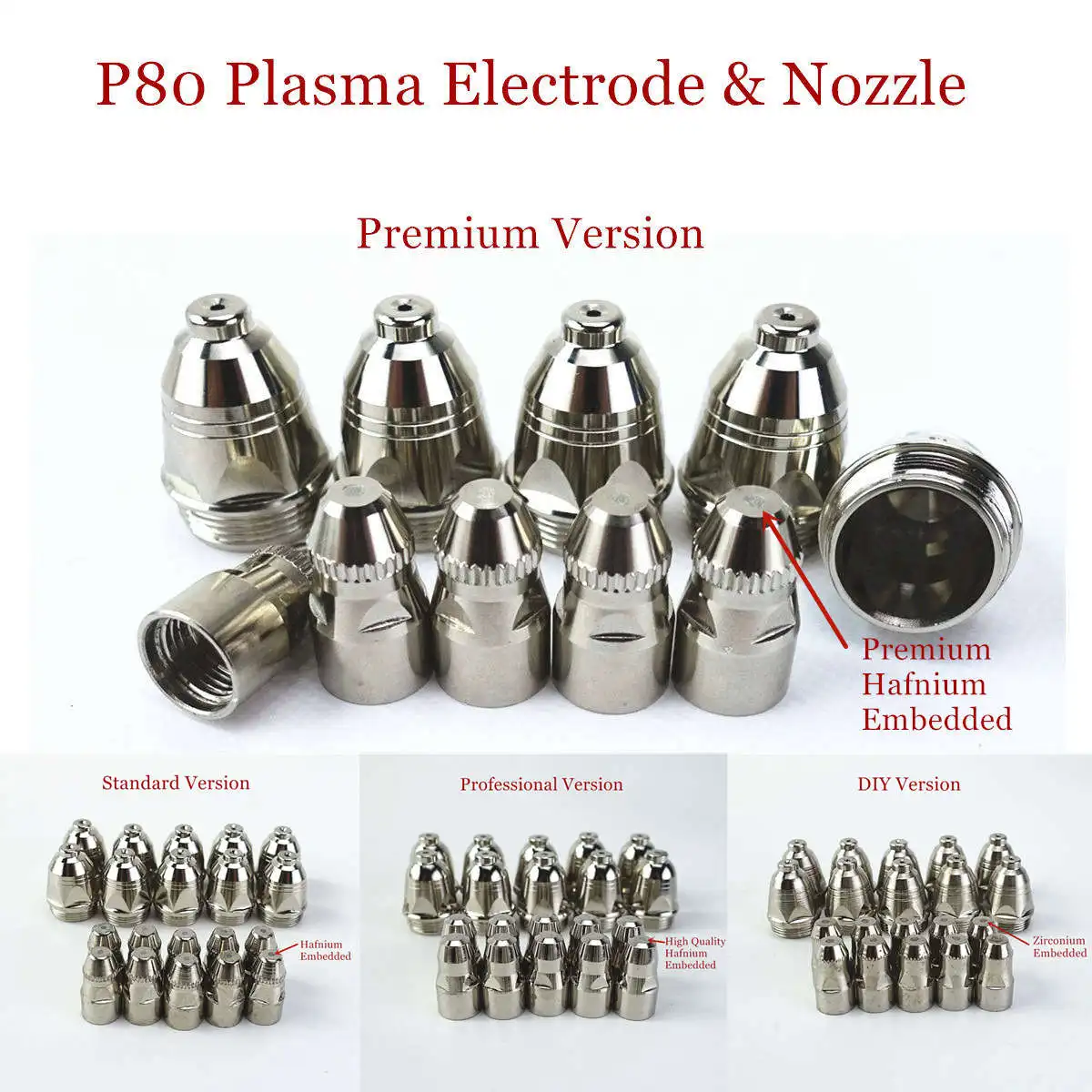 Bico de eletrodo de ponta para corte p80, bico de eletrodo para corte cnc 60a 80a 100a p80 plasma consumível