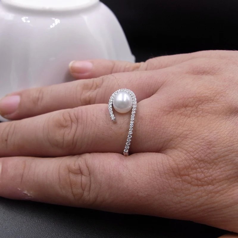 Sinya 925 Sterling Silver High Luter Natural Pearl Fine Jewelry Wedding Brand Engagement Ring for Women Lover