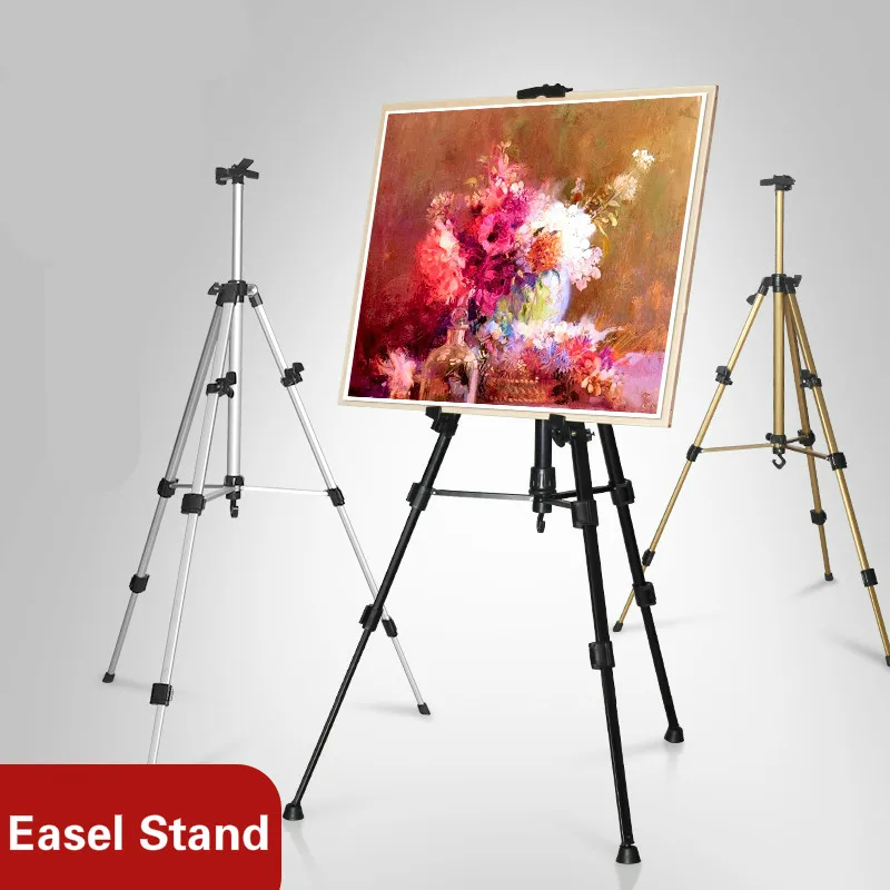 Metal Easel Stand Foldable Aluminum Alloy Easel Artist Sketch Watercolor Oil Paint Drawing Easel Stand Professional Art Supplies