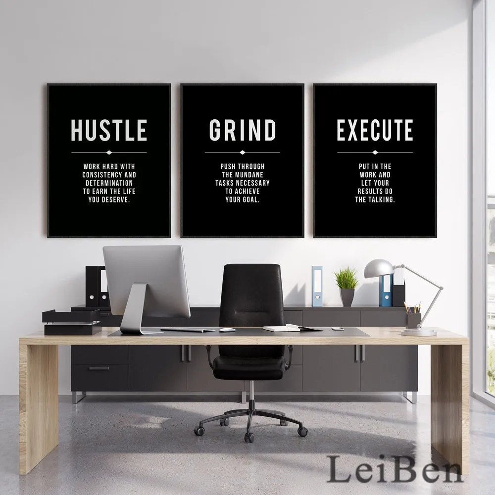 

Quote Poster Grind Hustle Execute Wall Art Canvas Prints Office Cuadros Decor Motivational Modern Art Entrepreneur Picture