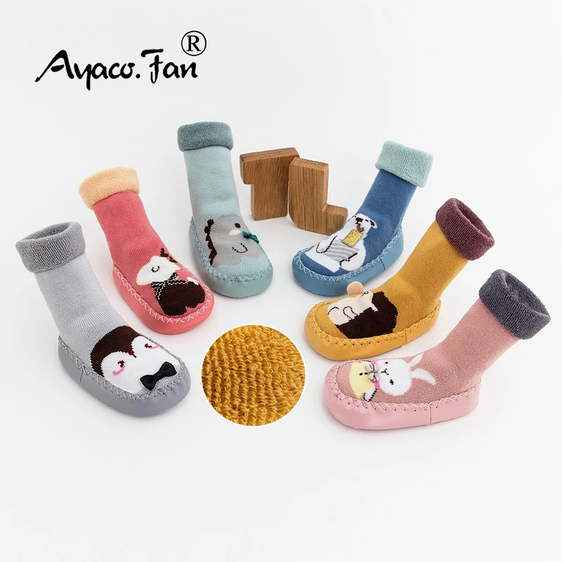 

Toddler Kids Socks Newborn Baby Prewalker Winter Thick Cuffed Terry Exquisite Cotton Girl Autumn Infant Boy Cartoon Sock 0-2T