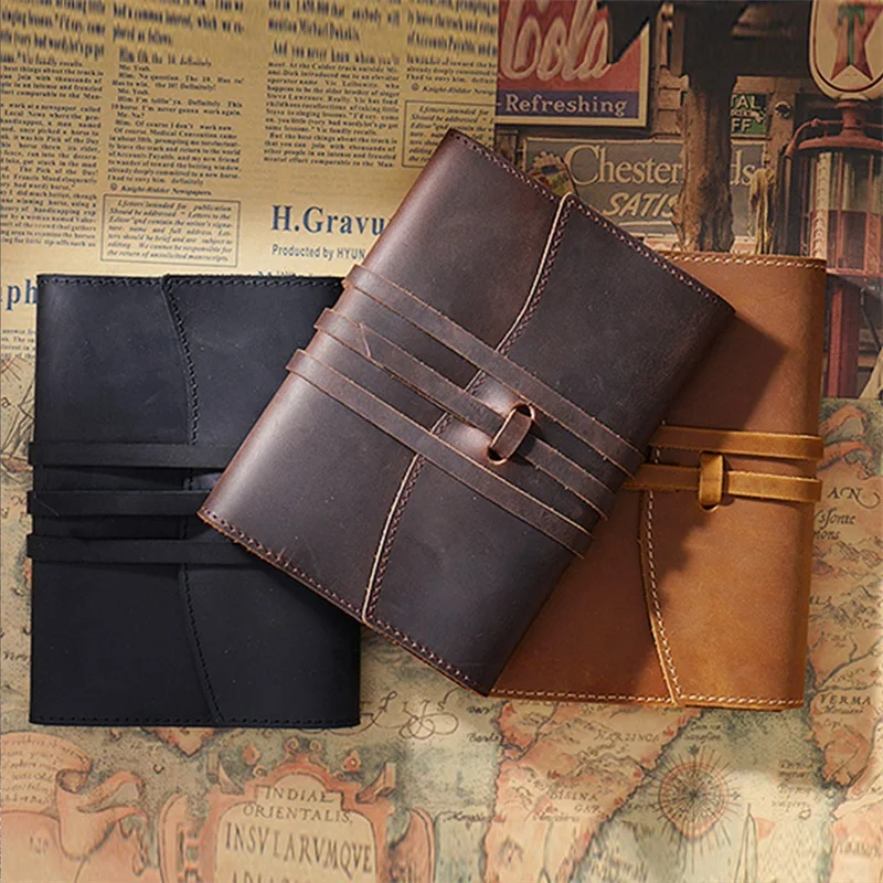 A5 A6 Leather Notebook Cowhide Cover Journal 176 Pages Tie Rope Book Handmade Office School Travel Diary Retro Customize Gift