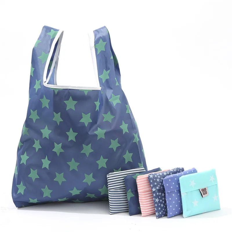 Portable Shopping Bag Foldable 190T Oxford Cloth Printing Household Supermarket Shopping Bag