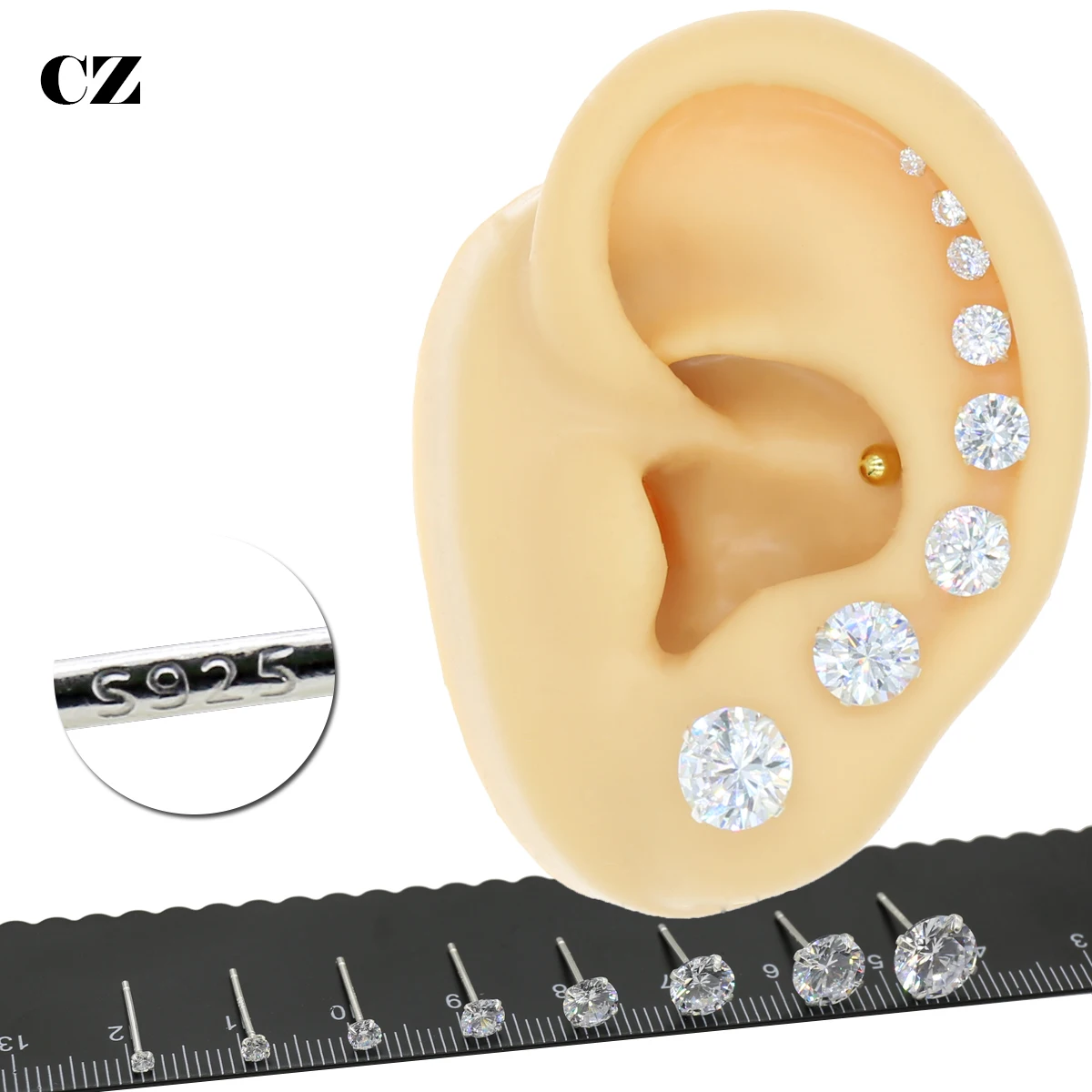 1 Pair Classic Stud Earrings CZ Zircon Ear Piercing Ear Jewelry for Men Boys Women Girls Pendientes Mujer Piercing Oreja