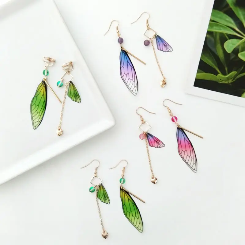 Handmade Fairy Simulated Dragonfly Cicada Vivid Wings Material Pendant Earrings Insect Butterflies Wings Jewelry Making