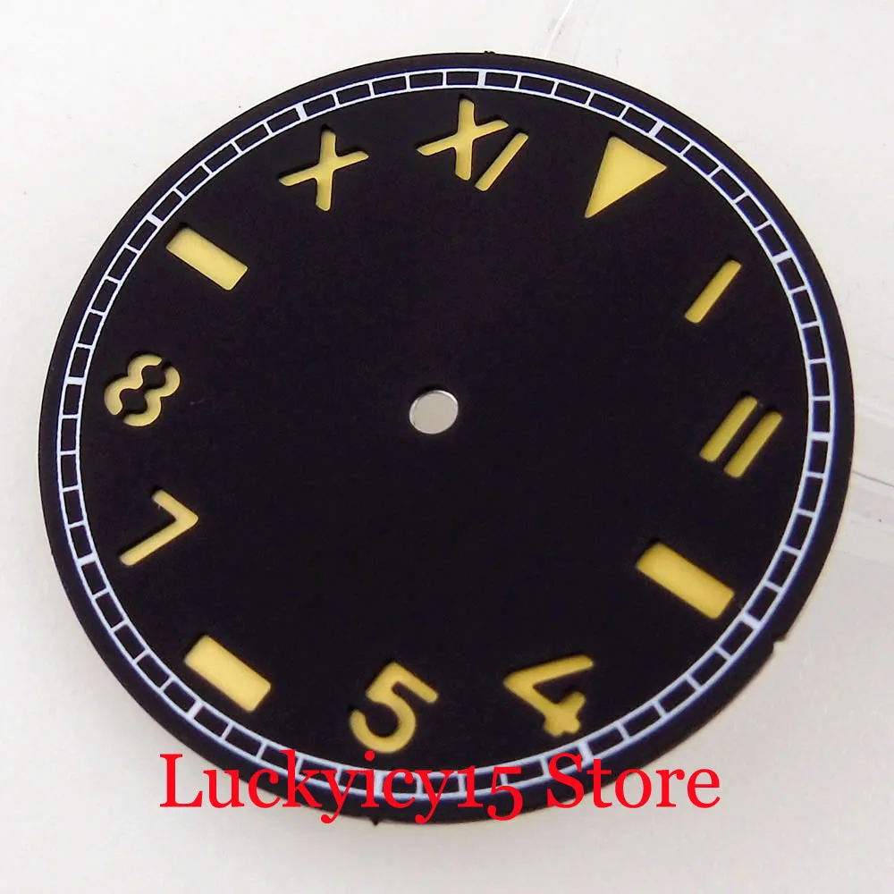 Watch Modify Parts 35mm California Black/Coffee Watch Dial Face Roman Number Vintage Style Fit NH35A NH36A ETA 2836 2824