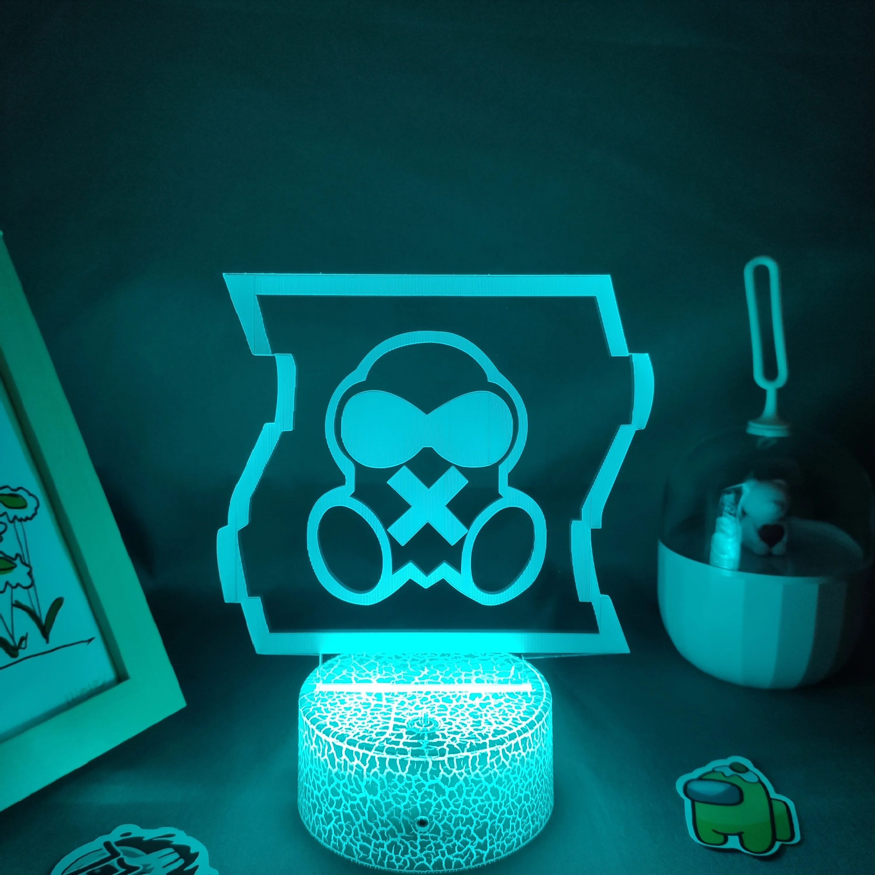 Gra sześciokolorowa tęcza maska gazowa COD lampy 3D Led Neon RGB lampka nocna urodziny fajny prezent dla przyjaciela sypialnia stół kolorowa dekoracja