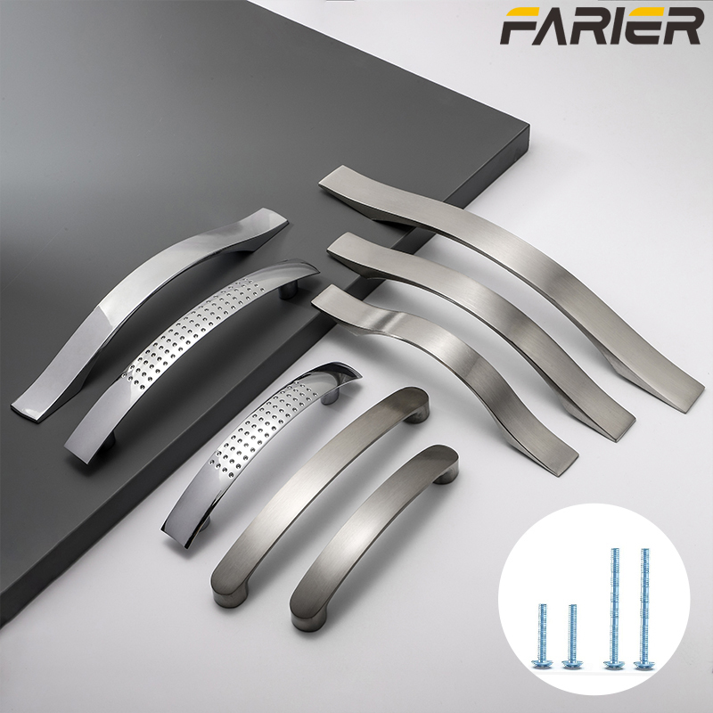  Cabinet Handles Knobs Aluminum Alloy Door Kitchen Knobs Brushed Cabinet Pulls Drawer Modern Furniture Handle Hardware 