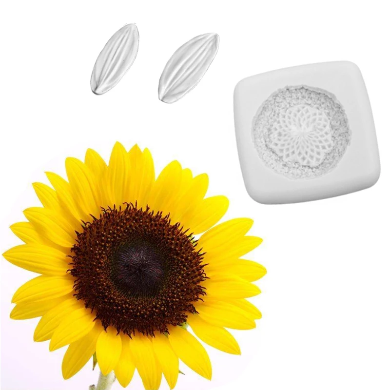 Sunflower Flower Core And Petals Silicone Molds Fondant Cakes Decorating Mold Sugarcraft Chocolate Baking Tool For Cake Gumpaste