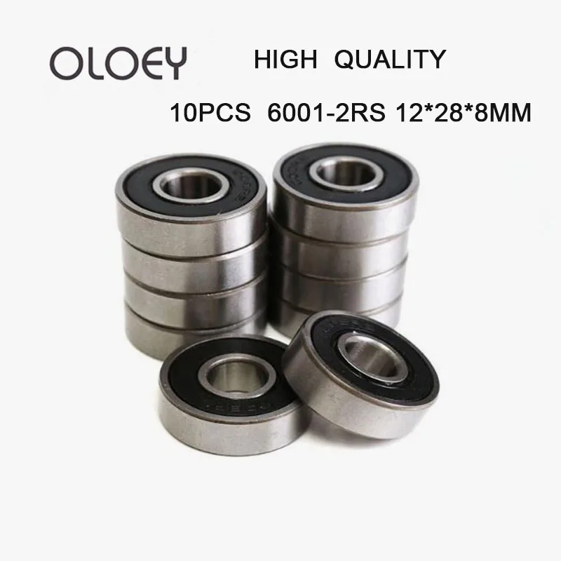 

10PCS High Quality ABEC-5 6001-2RS 6001 2RS 6001RS 6001 RS 180101 RS 12x28x8 mm Rubber seal Deep Groove Ball Bearing 6001-2RSH