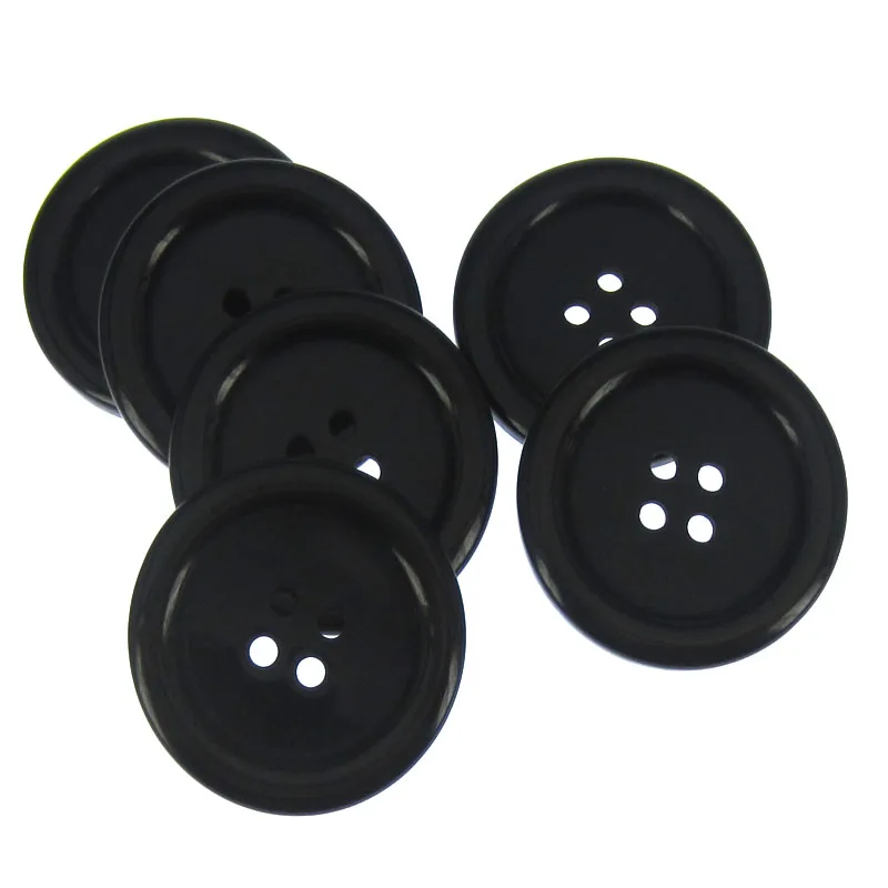 11mm-38mm 4-Hole Black Resin buttons for clothing Accessory Round button Sewing Craft Garment Scrapbooking