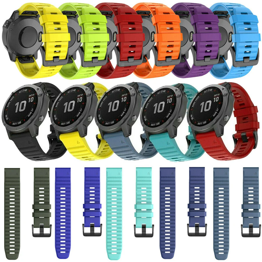 20 22 26mm tiras de silicone para garmin fenix 5S 5 5x plus 6s 6 6x pro 3 3hr d2 substituição inteligente pulseira banda correia correa