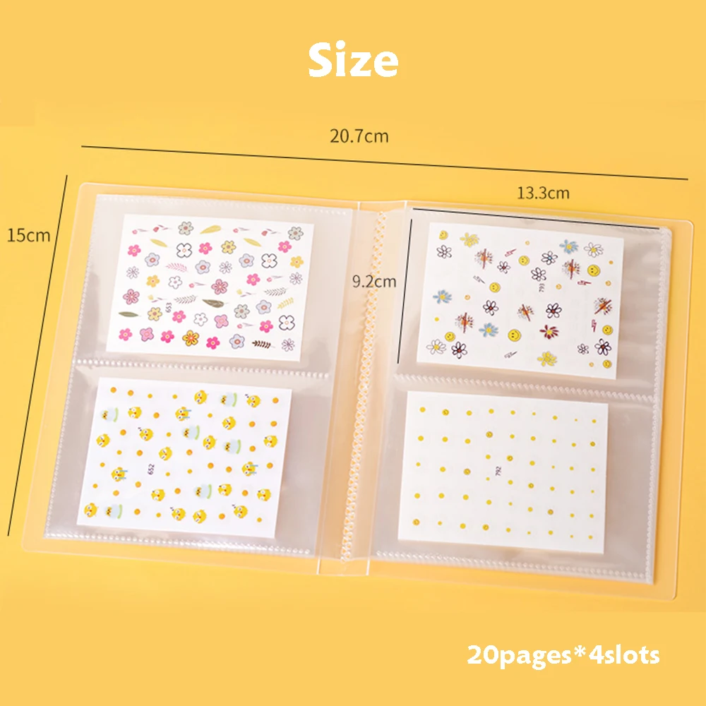 80slots Japanese Matte Sticker Album Book 20pages Nail Pack Storage 3D Sticker Photo Showing Booklet DIY Display Nail Album TD95