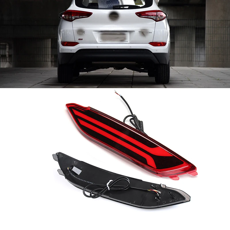 

2Pieces Car LED Rear Bumper Lights Driving Brake Light Turn Signal Yellow Tail Lamp Waterproof for Hyundai Tucson 2015 2016 2017