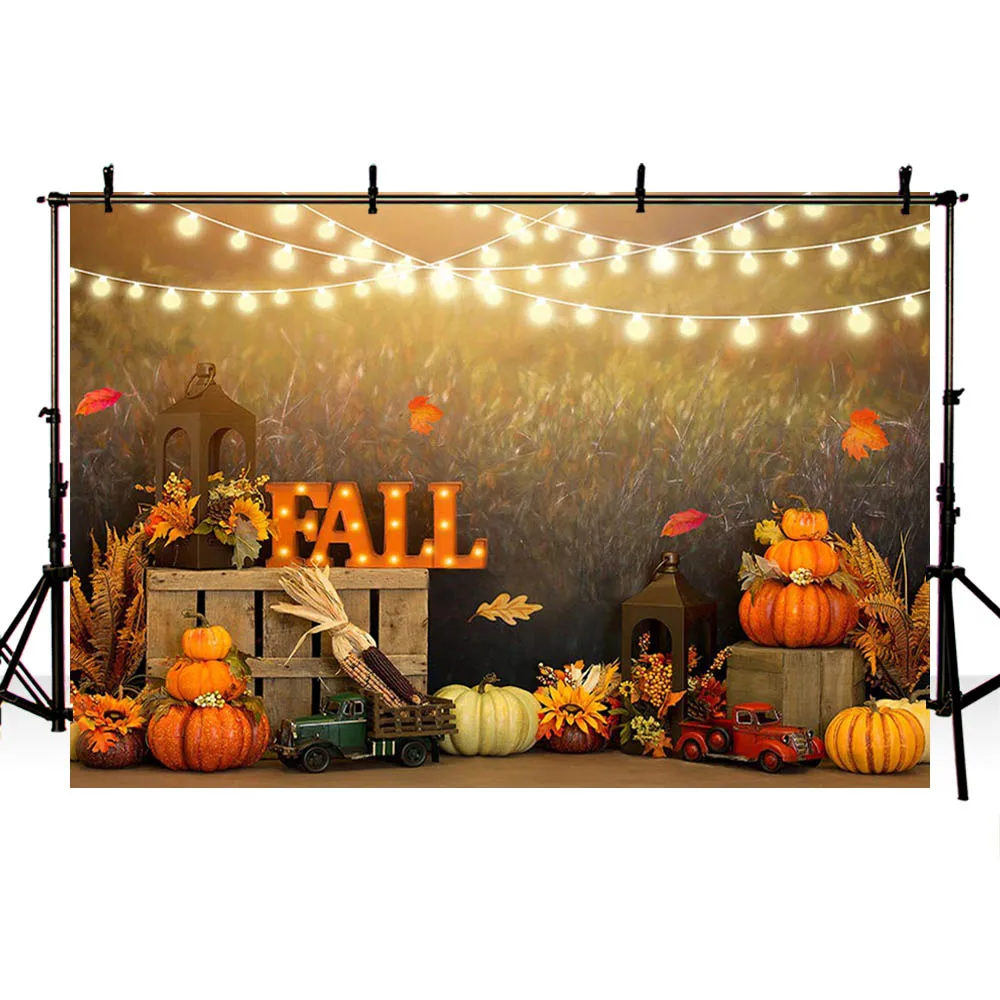 Avezano เด็กภาพพื้นหลังสำหรับถ่ายภาพฤดูใบไม้ร่วงข้าวสาลีฟักทองรถบรรทุกธงตกแต่งเค้กฉากหลัง Photo Studio Photozone Props