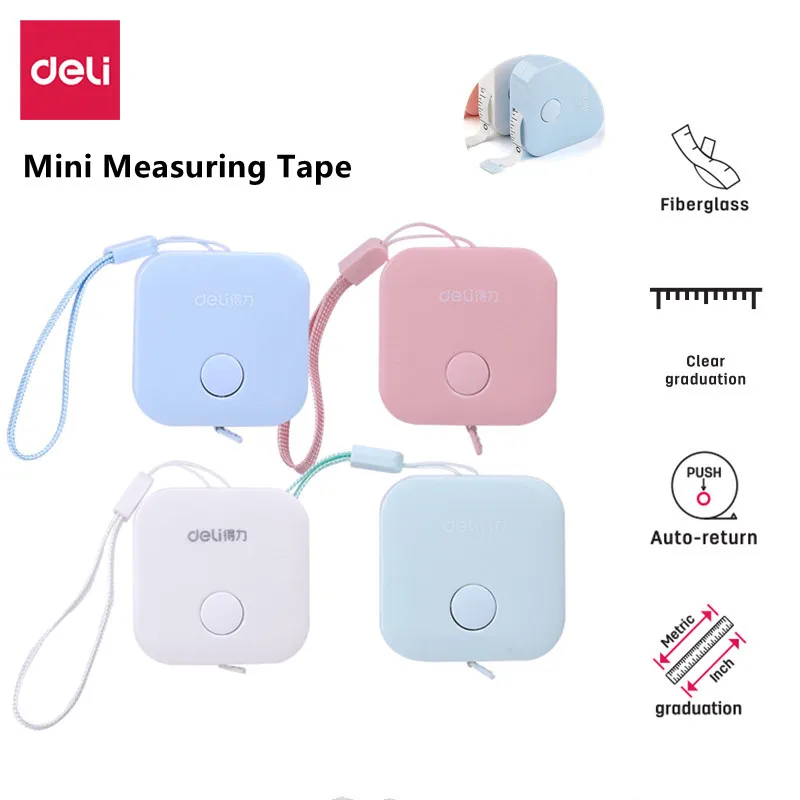 

Deli Mini Measuring Tape Measures Portable Retractable Ruler Children Height Ruler Centimeter Inch Roll Tape Tool 1.5m