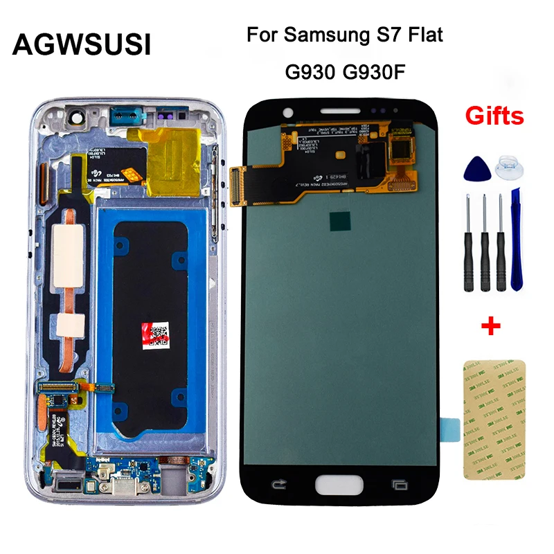 AMOLED  For Samsung Galaxy S7 Flat Display G930 G930F LCD Display Screen Touch Digitizer Sensor Assembly LCD Replacement