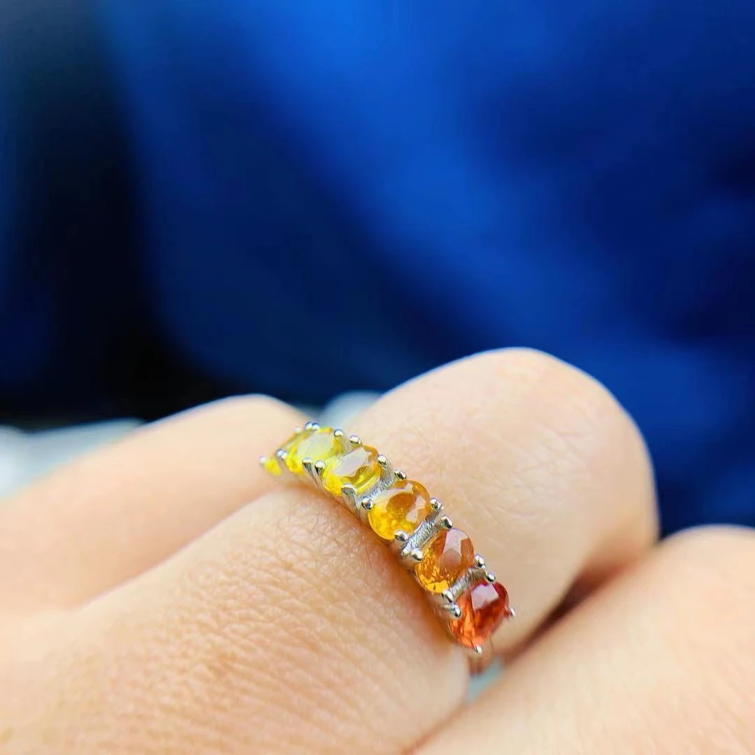 CoLife Jewelry Natural Yellow Sapphire Ring for Daily Wear 6 Pieces 3mm * 4mm Sapphire 925 Silver Sapphire Jewelry image 3