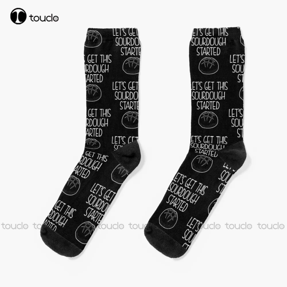 

Let'S Get This Sourdough Started Bread Baker Print Socks Cute Socks Personalized Custom Unisex Adult Teen Youth Socks Funny Sock