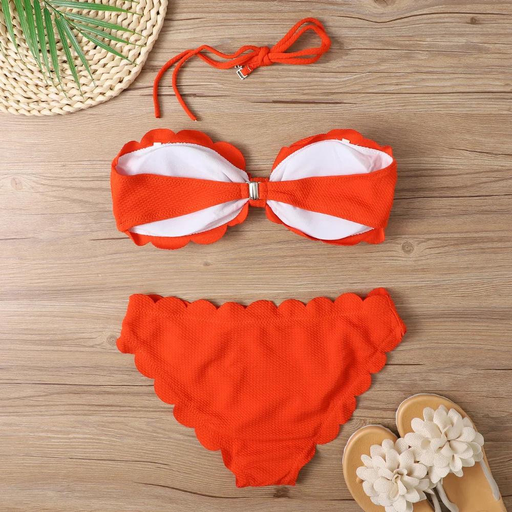 Sexy Bandeau Bikini Set 2024 Women Brazilian Swimsuit Solid Swimwear Female Summer Beachwear Bathing Suit Bequine