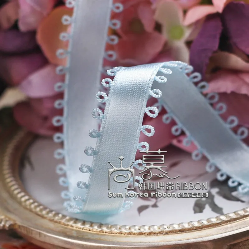 Picot Satin Ribbon 10mm 16mm 100Yards Ear Side Handmade Earrings Brooch Hair bows Accessories Satin Skirt Solid Color Webbing Ta