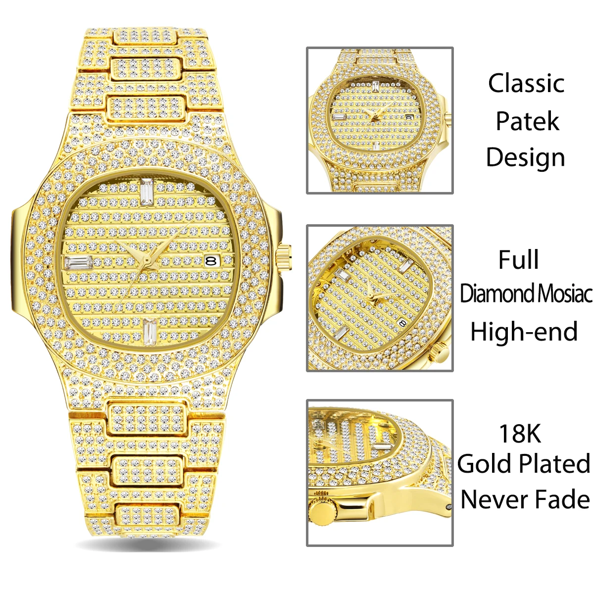 MISSFOX-Reloj de estilo clásico dorado para hombre, cronógrafo cuadrado Simple, ultrafino, elegante, con banda de diamantes, regalo de joyería, envío directo