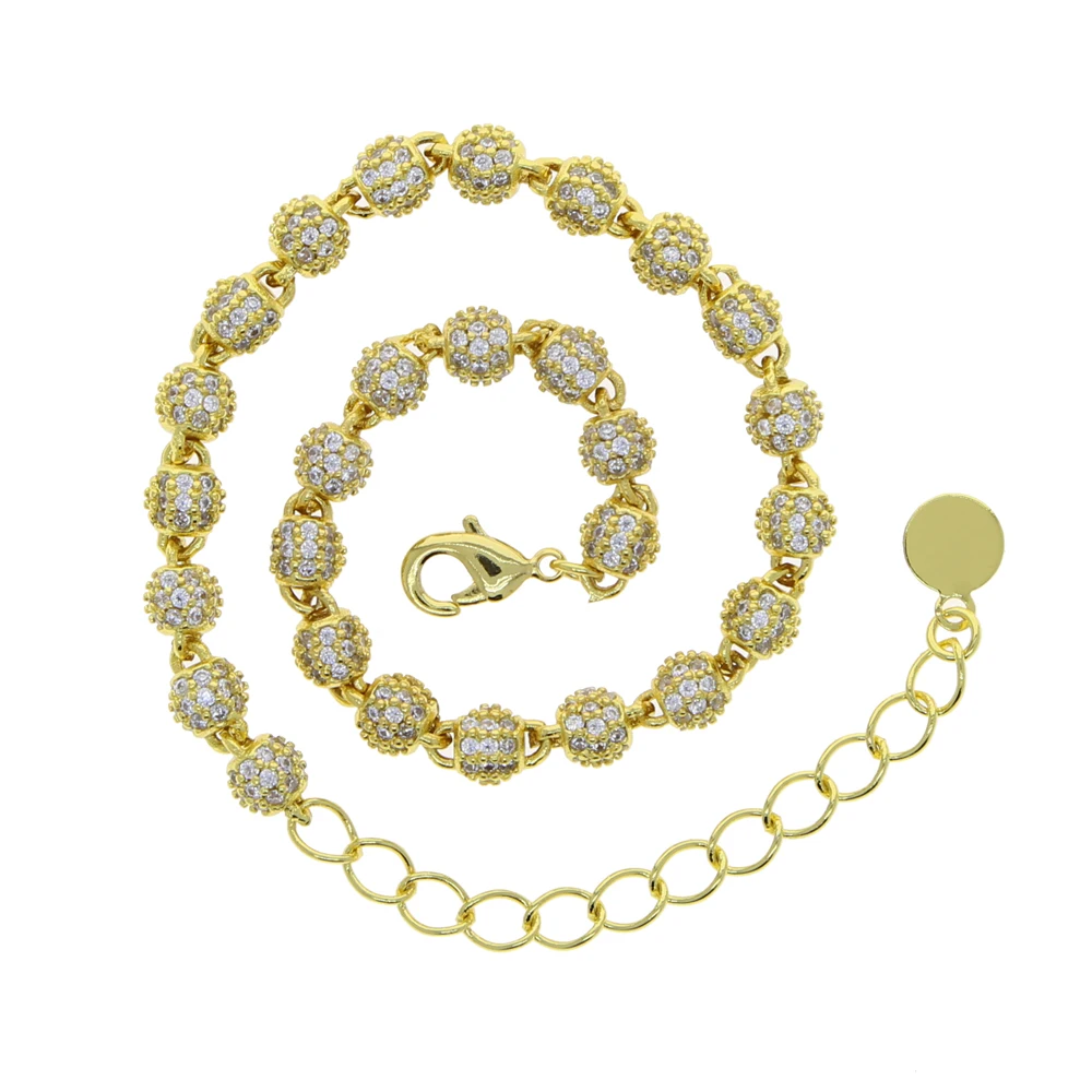 Gold Silver Color 5mm Round Ball Miami Cuban Bracelet Micro Paved Cubic Zircon Cuban Bracelet Mens Women Hip Hop Jewelry view 3