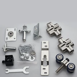 Zinc Alloy Folding Sliding Door Roller 70KG Bedroom Meeting Room Wood Door Hanging Wheels Foldng Cross Hinge For Furnitur