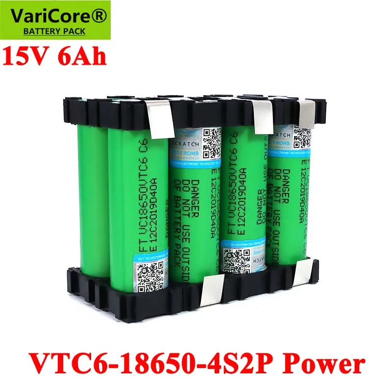 

2021 New VariCore 18650 VTC6 4S2P 14.4/14.8v 6000mAh 20 amps 15V 16.8V for Screwdriver batteries weld battery pack