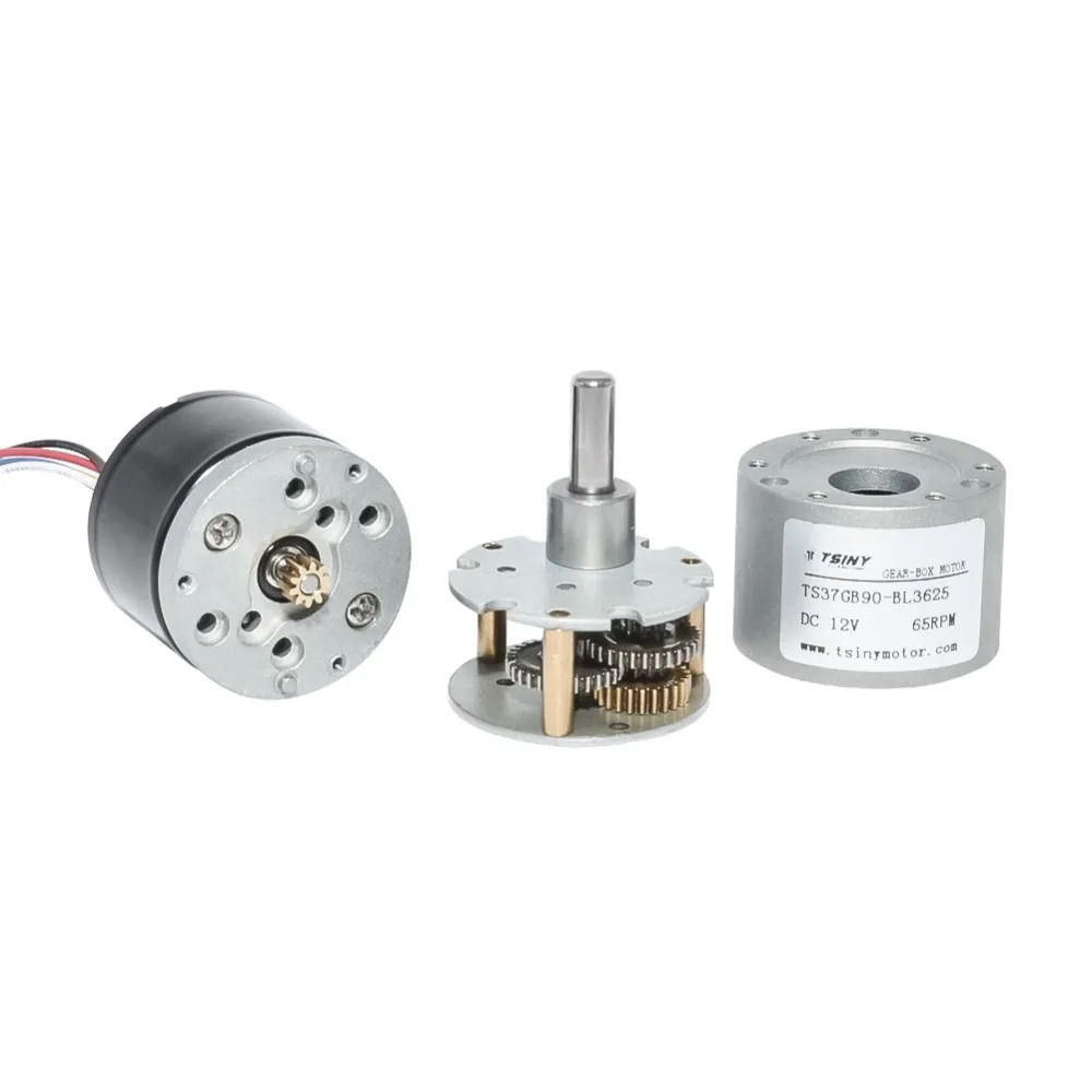 DC Brushless Motor Gear Motor 12V 24V 10/20/35/65/100/150/200/300/600/1000RPM DC Brushless Gear Motor 37GB3625 Diameter 37mm