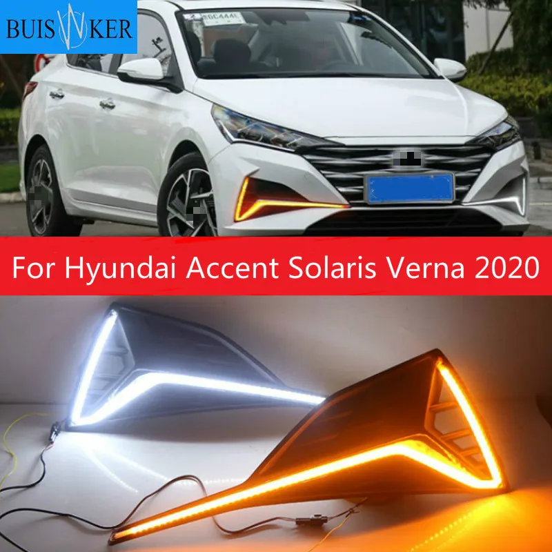 For Hyundai Accent Solaris Verna 2020 LED DRL Daytime Running Light Fog Lamp 12V Car Running Lights