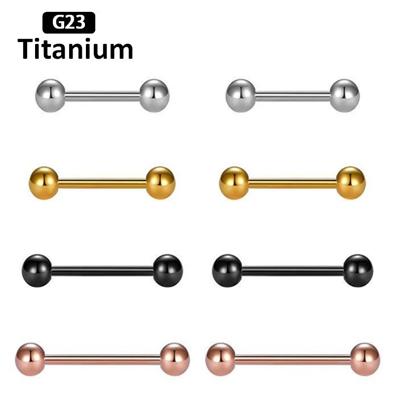 New 14G 16G G23Titanium High Quality Classic Concise Style Barbell Tongue Rings Eur Bone Rod Straight Rod Body Piercing Jewelry