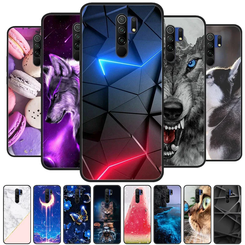 For Xiaomi Redmi 9 Case Cat Flower wolf Cover Silicone Case For Redmi 9 redmi9 Cover Bumper 6.53