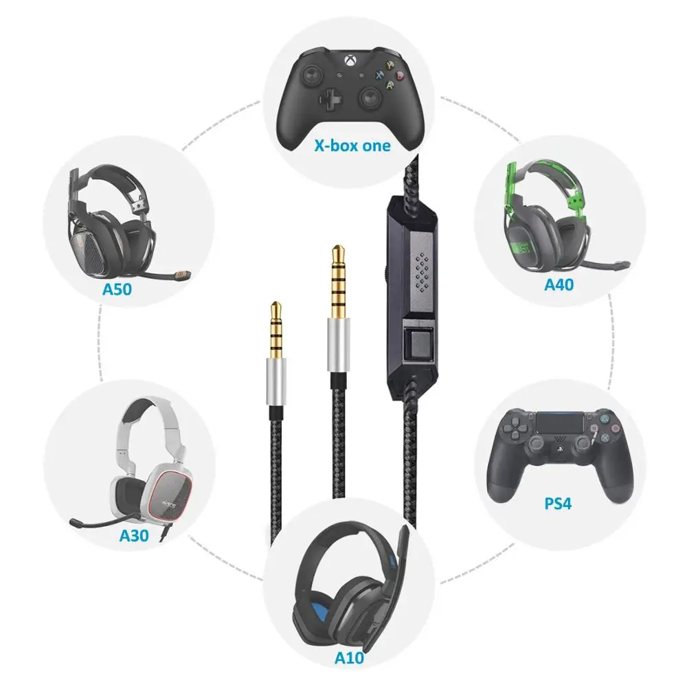 Cable de repuesto con función de silencio para auriculares de juego Astro A40TR A40/A10, Cable de plomo Compatible con Play Station